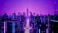 Metaverse city and cyberpunk concept. 3d render Royalty Free Stock Photo