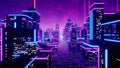 Metaverse city and cyberpunk concept. 3d render Royalty Free Stock Photo