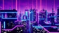 Metaverse city and cyberpunk concept. 3d render Royalty Free Stock Photo
