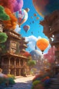 metaverse concept collage ultra detailed with air balloons generative ai