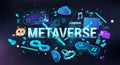 Metaverse concept and virtual world elements. Simulation of the world in virtual reality Royalty Free Stock Photo