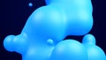 Metaverse 3d abstract background with droplets blue metaball molten wax merge fly drops liquid bio bubbles Royalty Free Stock Photo