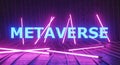 METAVERSE light sign with neon bars around