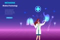 Metaverse in medical and healthcare, Doctor wear VR goggle glass experience 3D virtual reality learning, analysing and diagnosis
