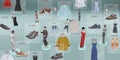 Metaverse online store clothing and footwear stores Avatar with legs Sell items in Metaverse The Sandbox 3D illustration