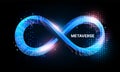 Metaverse technology concept and Virtual space with Infinity Symbol, Futuristic technology background Royalty Free Stock Photo