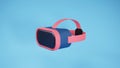 Metaverse technology concept. VR glasses headset for video game, isolated on blue background. 3D render illustration