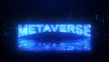 Metaverse Text Cyberspace Futuristic Background, Future Digital Technology Entertainment Abstract Background. 3d rendering