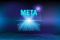 Metaverse, virtual reality, augmented reality and blockchain technology, user interface 3D experience. Word metaverse in Royalty Free Stock Photo