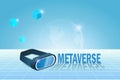 Metaverse and VR goggle glass. Virtual reality, augmented reality and blockchain technology, user interface 3D experience with