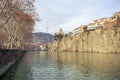 Metekhi church and Houses on the edge of a cliff above the river Kura