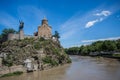 Metekhi church and King Vakhtang Gorgasali in Tbilisi, Georgia Royalty Free Stock Photo