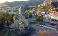 Metekhi Church and Monument of King Vakhtang I Gorgasali in Tbilisi Royalty Free Stock Photo