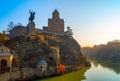 Metekhi Church and monument of King Vakhtang I Gorgasali, Tbilisi Royalty Free Stock Photo