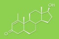 Metenolone anabolic steroid molecule. Used banned in sports doping. Skeletal formula.