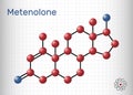 Metenolone, methenolone molecule. It is androgen, anabolic steroid. Sheet of paper in a cage
