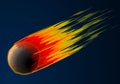 Meteor down fast Falling comet fire asteroid. Fireball flame burn, vector