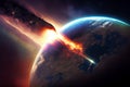Meteor Falling, Comet Armageddon, Devastating Meteorite, Abstract Generative AI Illustration