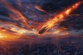 Meteor Falling, Comet Armageddon, Devastating Meteorite, Cosmic Catastrophe, Apocalypse