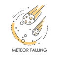 Meteor falling, natural disaster, meteorite or cosmic body