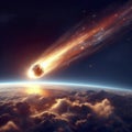 Meteor glowing as it enters the Earth's atmosphere. ai generative Royalty Free Stock Photo