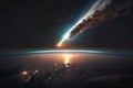 Meteor glowing as it enters the Earth\'s atmosphere Royalty Free Stock Photo