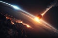 Meteor glowing as it enters the Earth\'s atmosphere Royalty Free Stock Photo