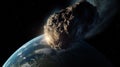 Meteor Impact On Earth - Fired Asteroid In Collision With Planet Royalty Free Stock Photo