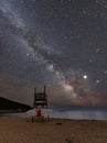 Meteor and Milk way in Acadia National Park in Maine