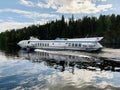Meteor motorship on Ladoga Lake and the Nature of Karelia, Russia Royalty Free Stock Photo