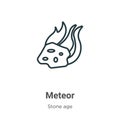 Meteor outline vector icon. Thin line black meteor icon, flat vector simple element illustration from editable stone age concept Royalty Free Stock Photo