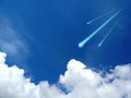 Meteor rain fall down on the space and blue sky background Royalty Free Stock Photo