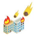 Meteor rain icon, isometric style