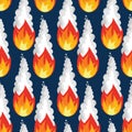 Meteor rain seamless pattern. Fire asteroid texture. Fiery sky Royalty Free Stock Photo