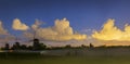 Meteor, shooting star or falling star seen in a night sky with clouds. Comet NEOWISE, C/2020 F3 Royalty Free Stock Photo