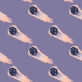 Meteor shower seamless pattern. Hand drawn comets fly background Royalty Free Stock Photo