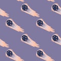 Meteor shower seamless pattern. Hand drawn comets fly background Royalty Free Stock Photo