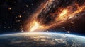 Meteor towards earth. Generative AI Royalty Free Stock Photo