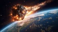 Meteor towards earth. Generative AI Royalty Free Stock Photo