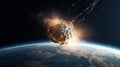 Meteor towards earth. Generative AI Royalty Free Stock Photo