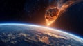 Meteor towards earth. Generative AI Royalty Free Stock Photo