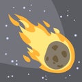 Meteor with trail of fire. Dangerous space object. Big asteroid. Royalty Free Stock Photo