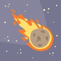 Meteor with trail of fire. Dangerous space object. Big asteroid. Royalty Free Stock Photo