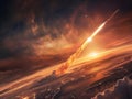 Meteor Trail Over Dusk Landscape Royalty Free Stock Photo