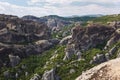 Meteora cliffs and monasteries, aerial view