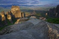 Meteora, Greece -Monastery Saint Nicholas Anapausas, Roussanou Monastery Royalty Free Stock Photo