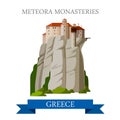 Meteora Monasteries Greek Orthodox Greece flat vector attraction
