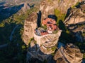 meteora monastery aerial view Thessaly mountains Greece Royalty Free Stock Photo