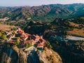 meteora monastery aerial view Thessaly mountains Greece Royalty Free Stock Photo