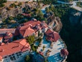 meteora monastery aerial view Thessaly mountains Greece Royalty Free Stock Photo